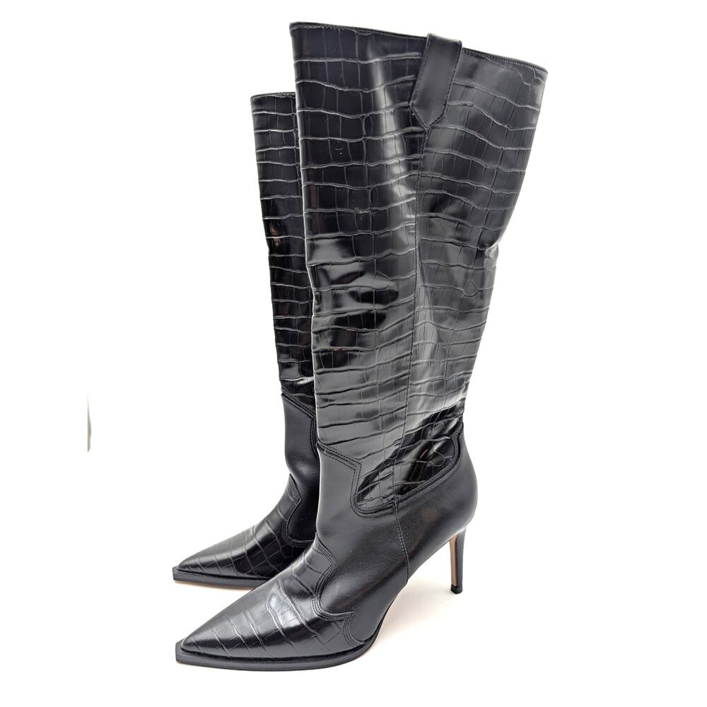Steven by Steve Madden Lanza Heel Boots Women's Black Size US7.5M EU38